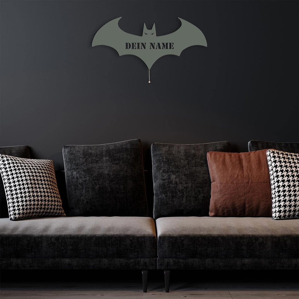 Namofactur® - LED Decorative Night Light Bat Personalized with Desired Name Laser Engraving Wall Lamp Kids' Room Living Room Gift