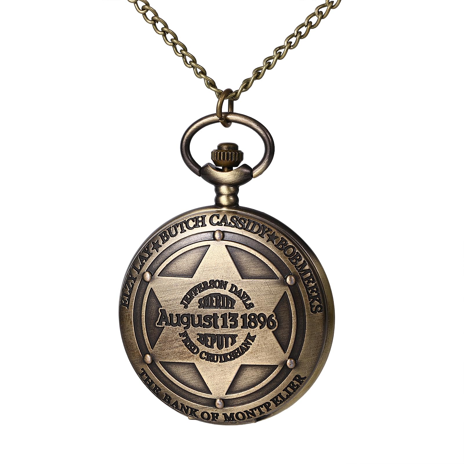 JewelryWe Taschenuhr Herren Damen Vintage: Retro Analog Quarz Kettenuhr Uhr Umhängeuhr mit Halskette Kette Pocket Watch Bronze Unisex Geschenk