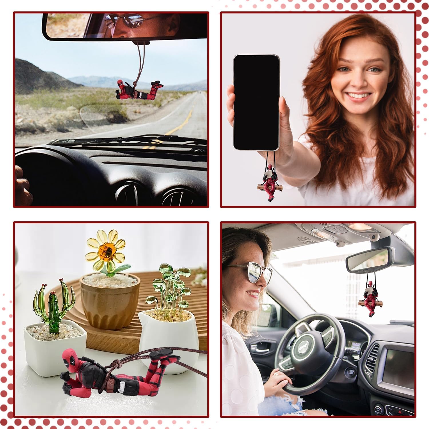 Auto Deko Innenspiegel Anhänger, 2 Stück Auto Deko, Anime Rückspiegel Dekoration, Ornament, Anime Car Au-to Interior Decoration Accessories
