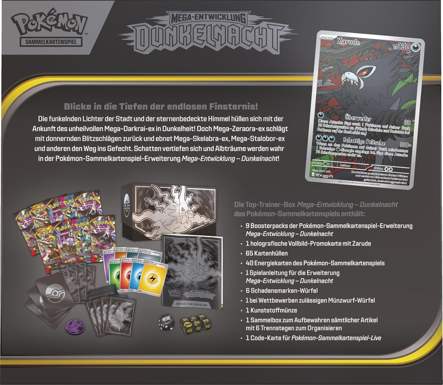 Pokemon Mega Entwicklungen Dunkelnacht – Top Trainer Box TTB - Deutsch NEU & OVP und BB-Toy-Trades-Toploader