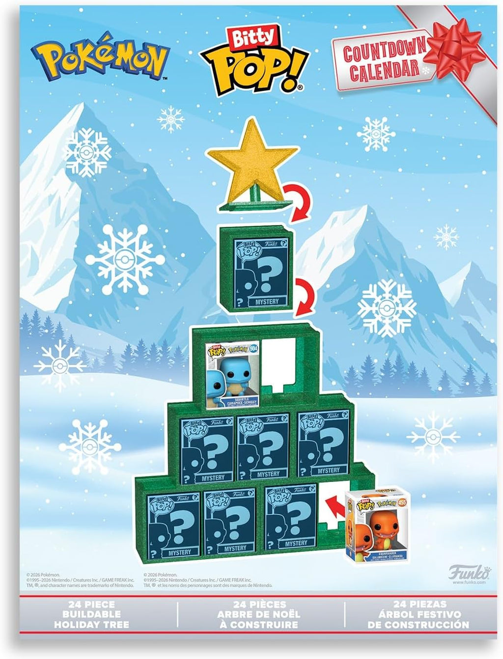 Funko Bitty POP! Countdown Calendar: Pokemon - Adventskalender - 24 Tage voller Überraschungen - Sammelbar Vinyl Mini Figures - Mystery-Box - Geschenkidee - Weihnachts-Countdown