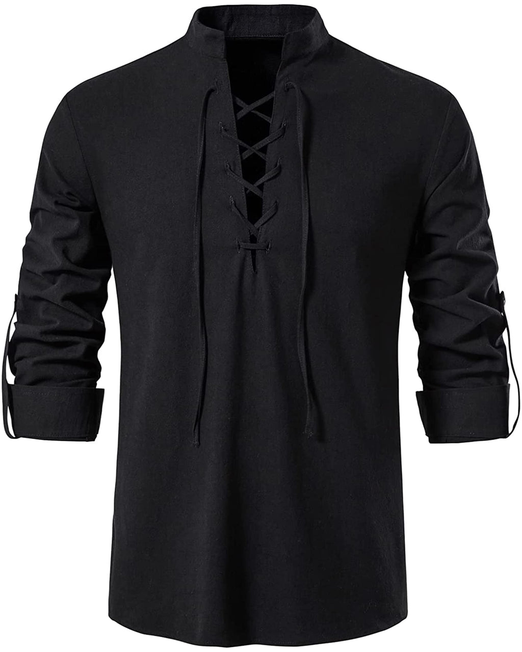 LUYANA Leinenhemd Herren Langarm Freizeithemd Ghillie Kilt Shirt