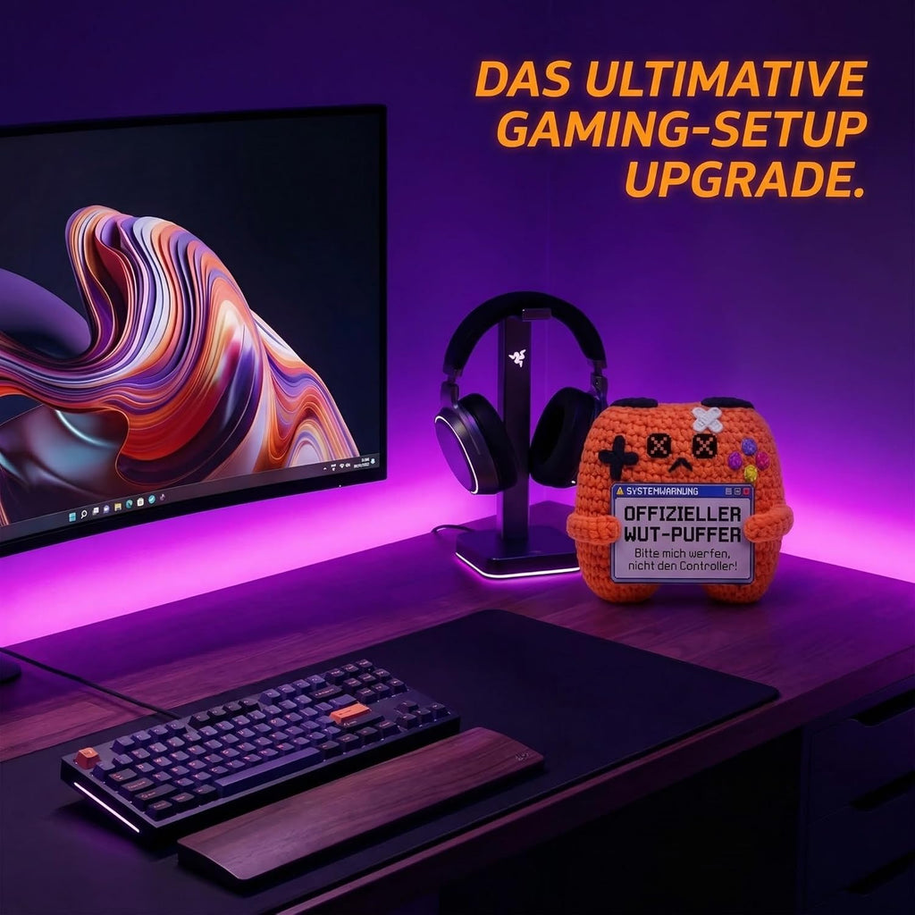 Lustige Geschenke für Männer & Teenager - Gehäkelter Gamecontroller als Gamer Geschenk, Anti Stress Kuscheltier, Zocker Geburtstagsgeschenk & Gaming Deko