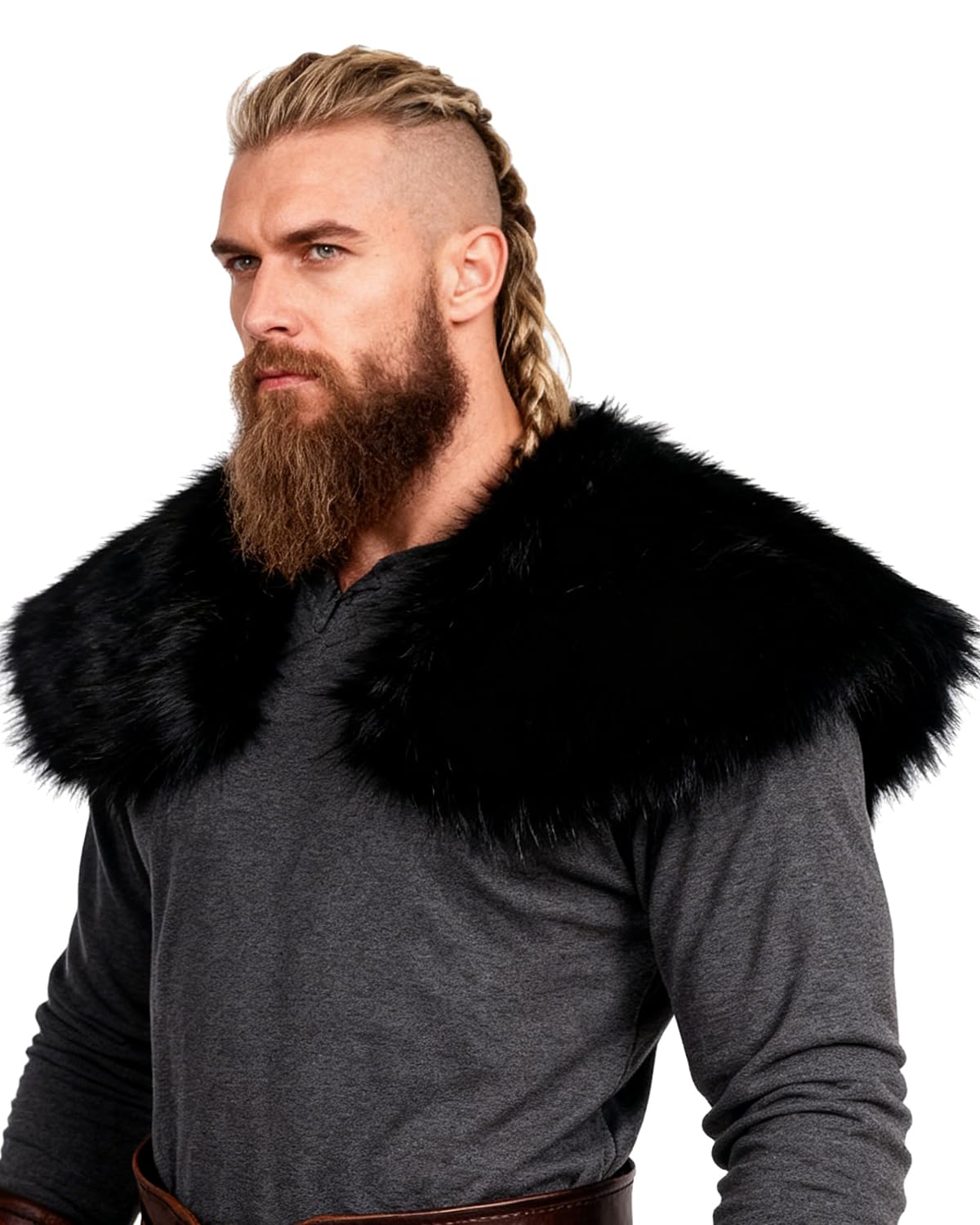 keland Viking Kunstfell Kragen für Männer Schal Capelet Wrap Kostüm Accessoire