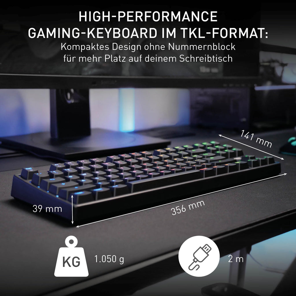 CHERRY XTRFY K4V2 TKL, Kabelgebundene Gaming-Tastatur ohne Nummernblock, Deutsches Layout (QWERTZ), RGB-Beleuchtung, Mechanische MX2A RED Switches, Weiß