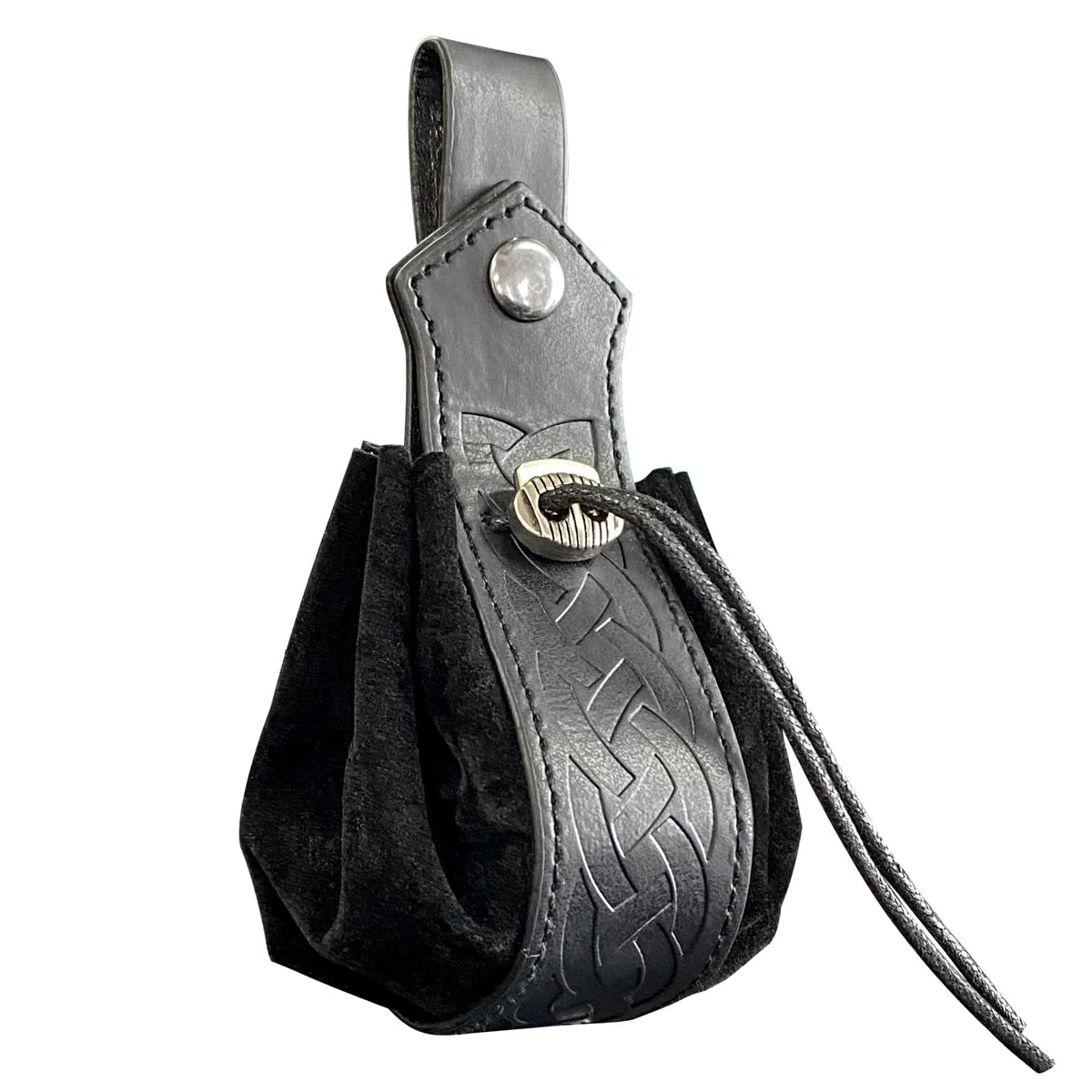 HiiFeuer Mittelalterliche Kunstledertasche mit Kordelzug, Retro, nordische Geldbörse, Vintage-Gürteltasche, Würfeltasche für LARP Ren Faire