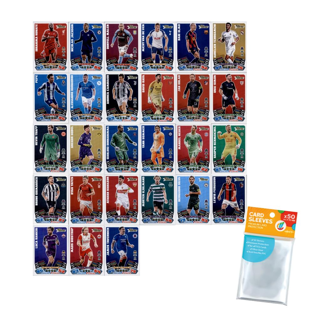 Bundle mit Topps Match Attax Champions League 2025/26 Trading Cards + Exklusive Collect-it Hüllen (Alle 4 Ball Master Karten)