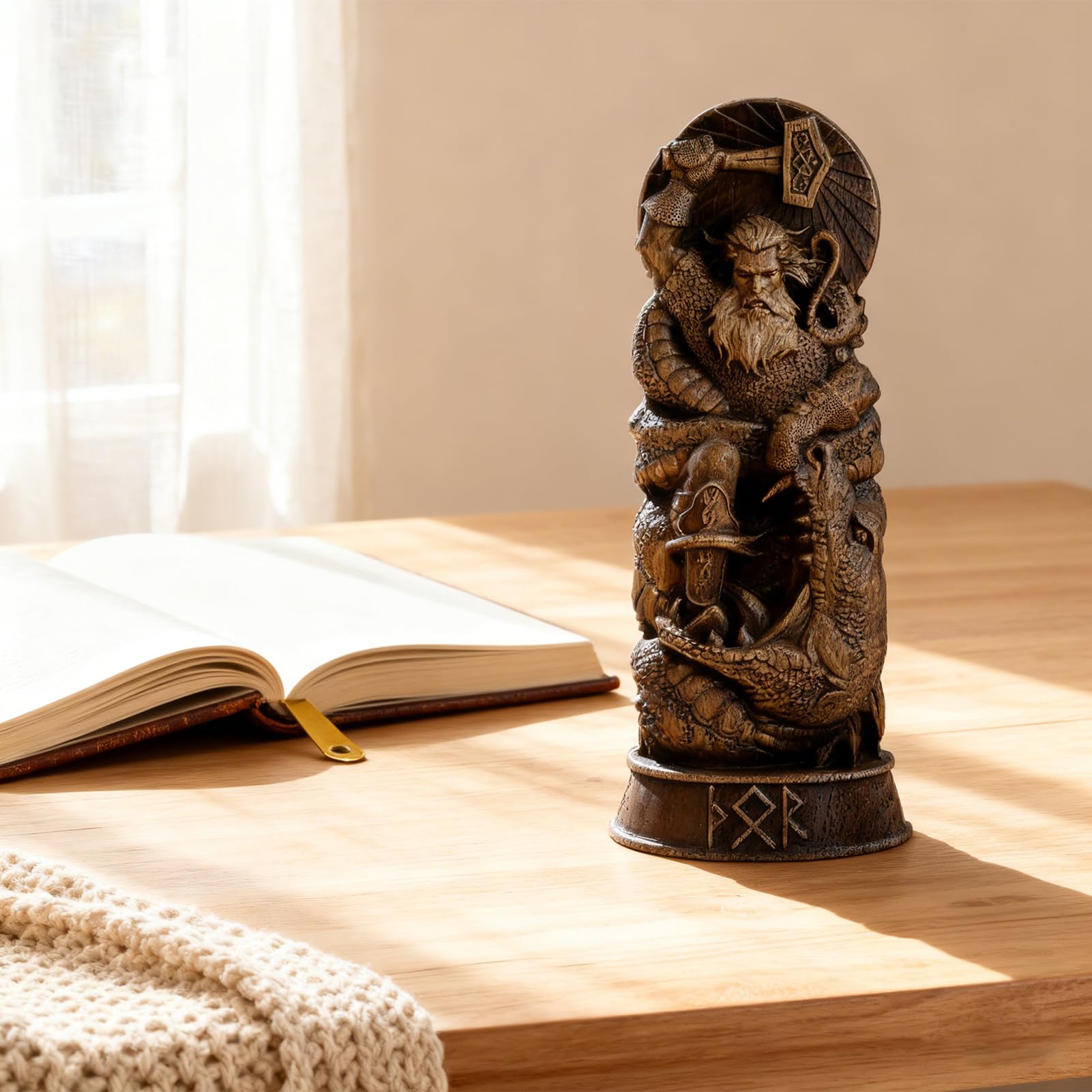 Nordischer Gott Harz Statue, Harz Griechischer Gott Skulptur,22 X 9 cm Nordische Götter Wikinger Deko Statue, für Zuhause Weinschrank Regal Bücherregal (Odin)