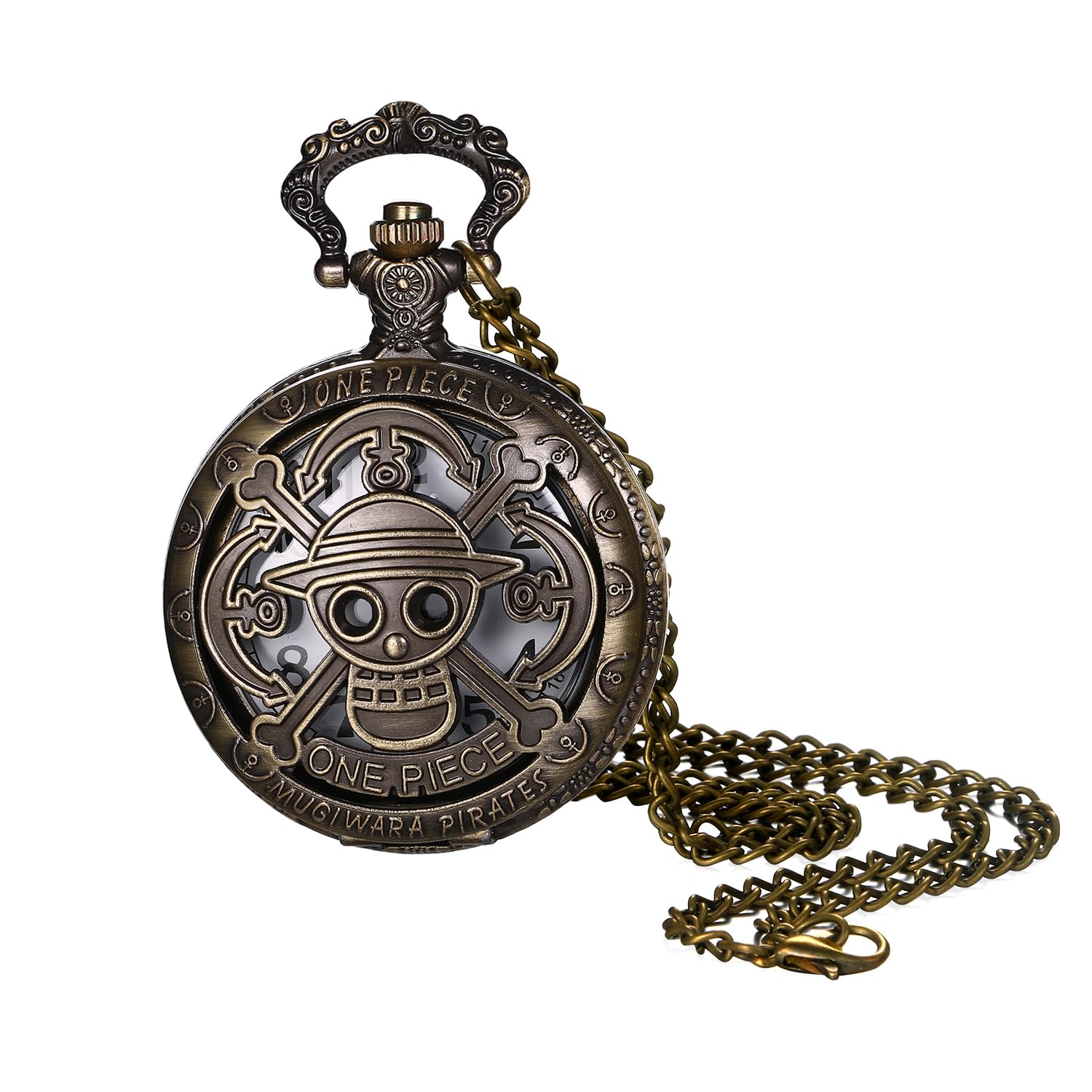 JewelryWe Taschenuhr Herren Damen Vintage: Retro Analog Quarz Kettenuhr Uhr Umhängeuhr mit Halskette Kette Pocket Watch Bronze Unisex Geschenk