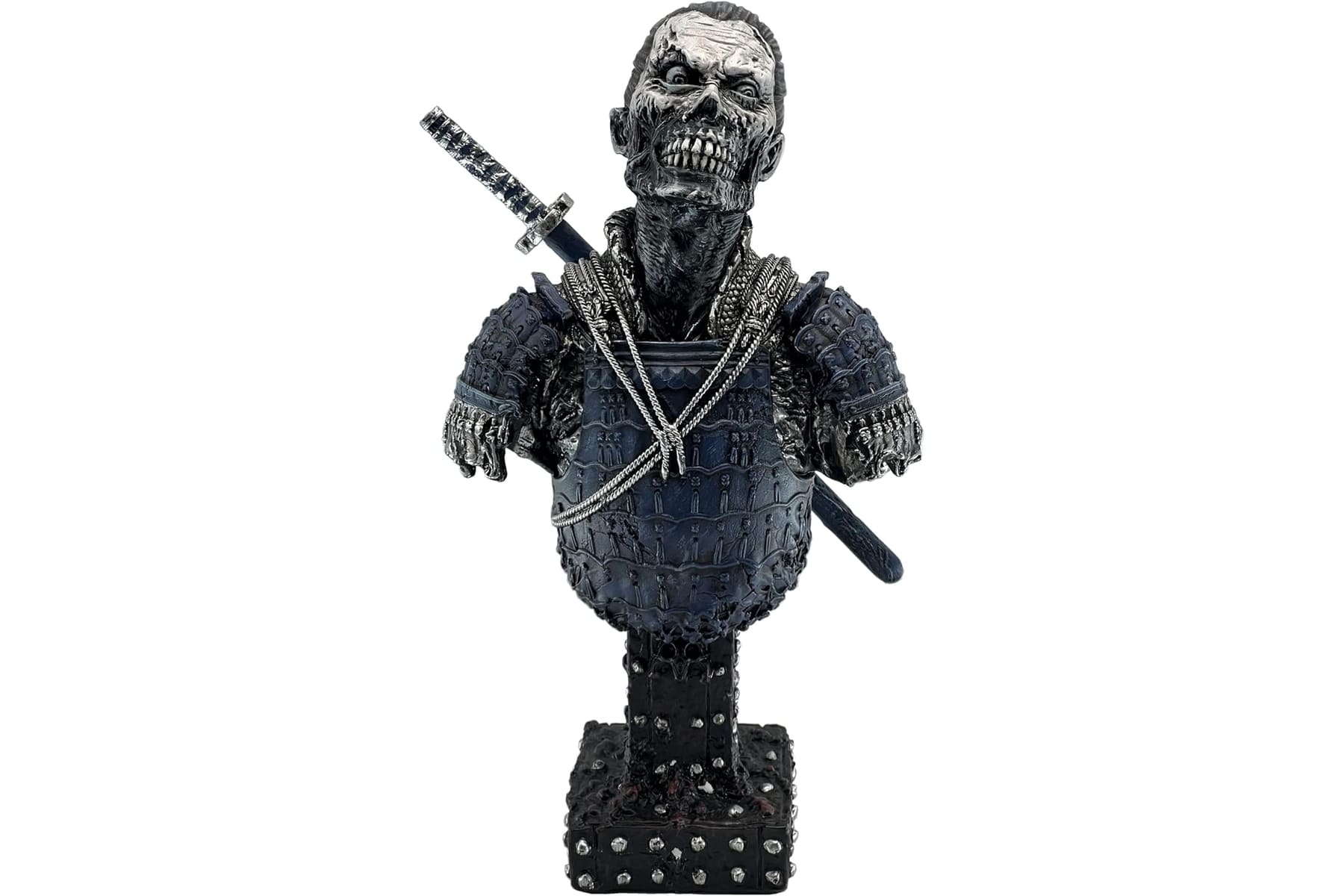 LOOYAR Resin Undead Japanische Samurai Zombie Büste Statue Skulptur Ornament Figur Handwerk für Zuhause Haus Wohnzimmer Veranda Dekoration Büro Schreibtisch Schreibtisch T Geschenk