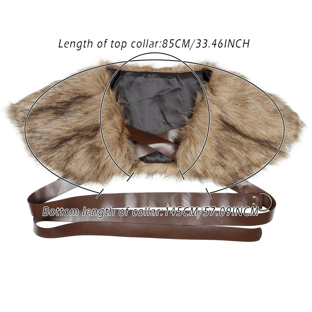 keland Viking Kunstfell Kragen für Männer Schal Capelet Wrap Kostüm Accessoire