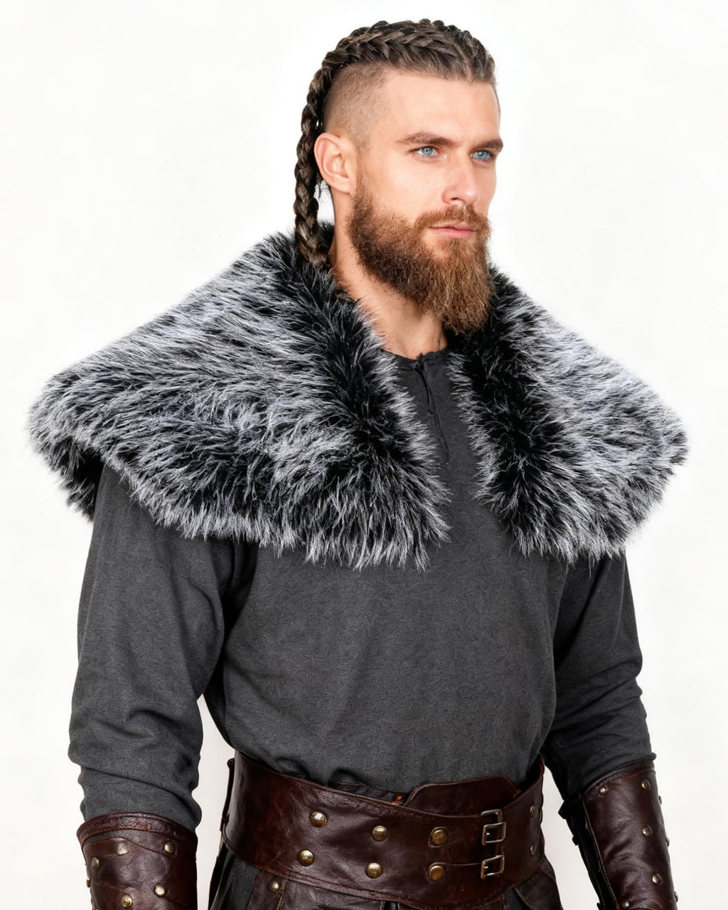 keland Viking Kunstfell Kragen für Männer Schal Capelet Wrap Kostüm Accessoire