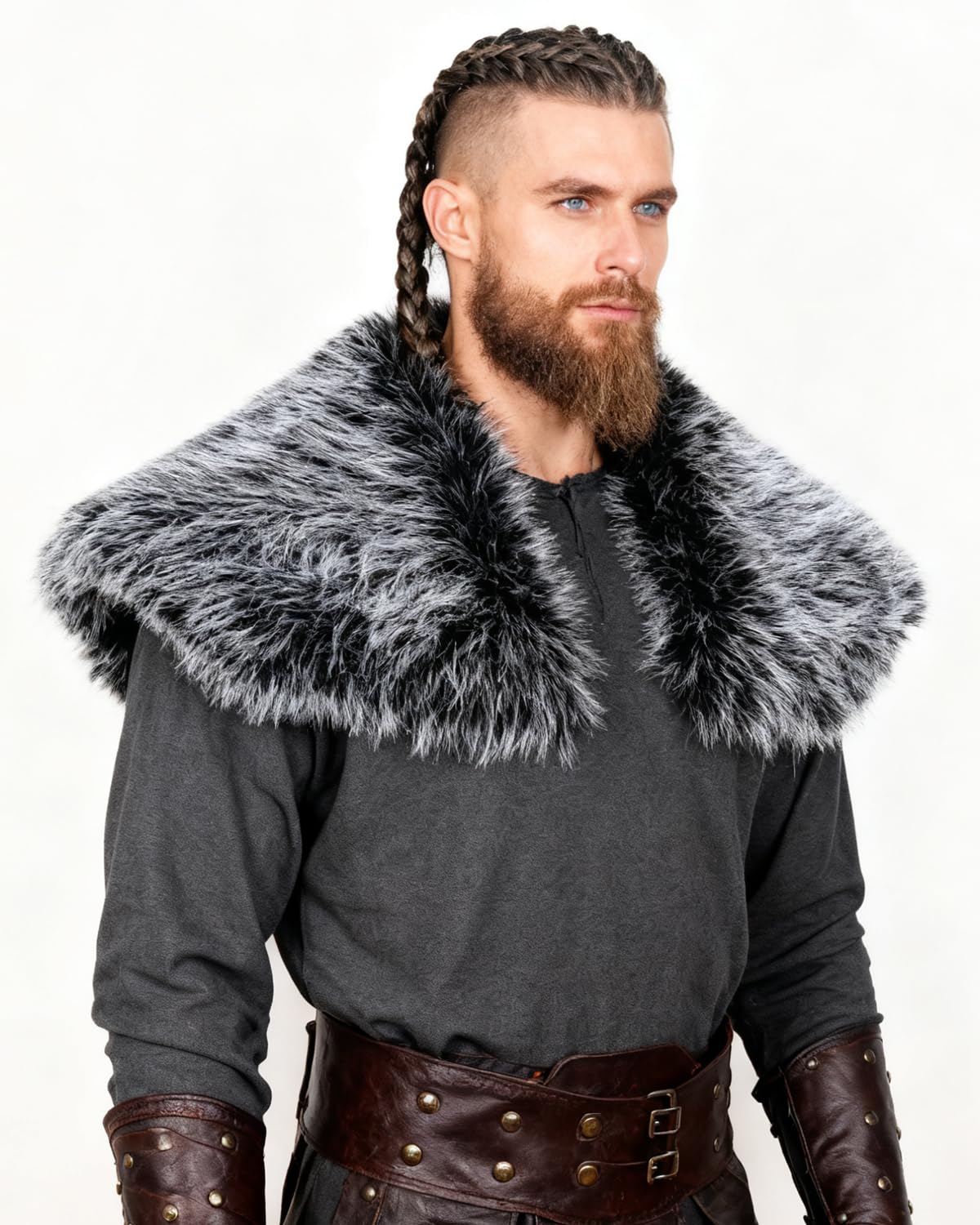 keland Viking Kunstfell Kragen für Männer Schal Capelet Wrap Kostüm Accessoire