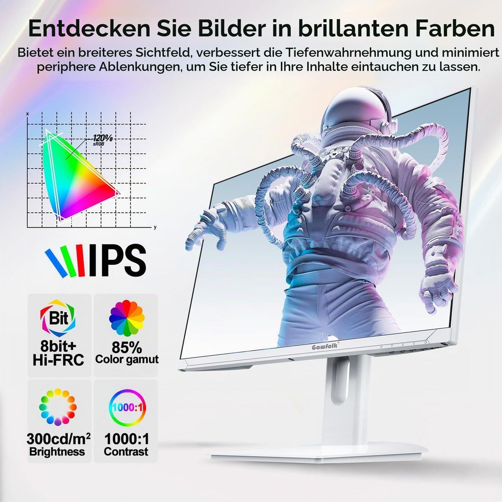 Gawfolk UltraWide Monitor 34 Zoll IPS, Gaming PC Bildschirm 120Hz DFHD(2560×1080P), 21:9 Rahmenloses Computerbildschirm mit FreeSync, HDMI, DisplayPort, VESA 75 * 75mm, Schwarz