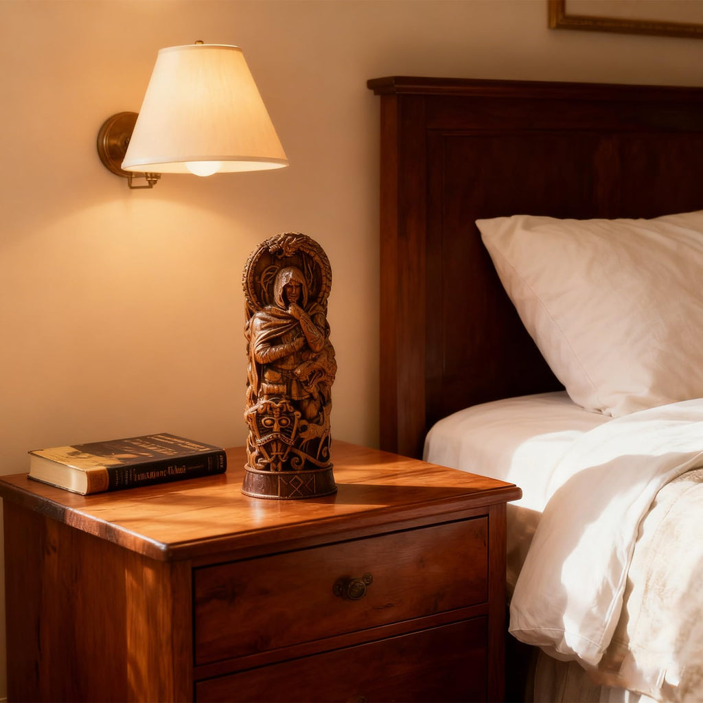 Nordischer Gott Harz Statue, Harz Griechischer Gott Skulptur,22 X 9 cm Nordische Götter Wikinger Deko Statue, für Zuhause Weinschrank Regal Bücherregal (Odin)