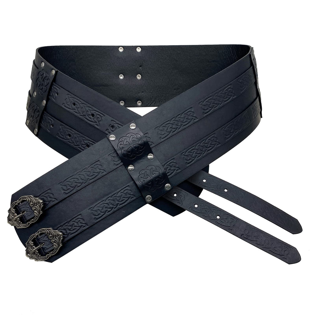 HiiFeuer Wikinger breiter Gürtel, mittelalterlicher Kunstleder Rüstungsgürtel Ritter Korsett Gürtel, LARP Halloween Kostüm