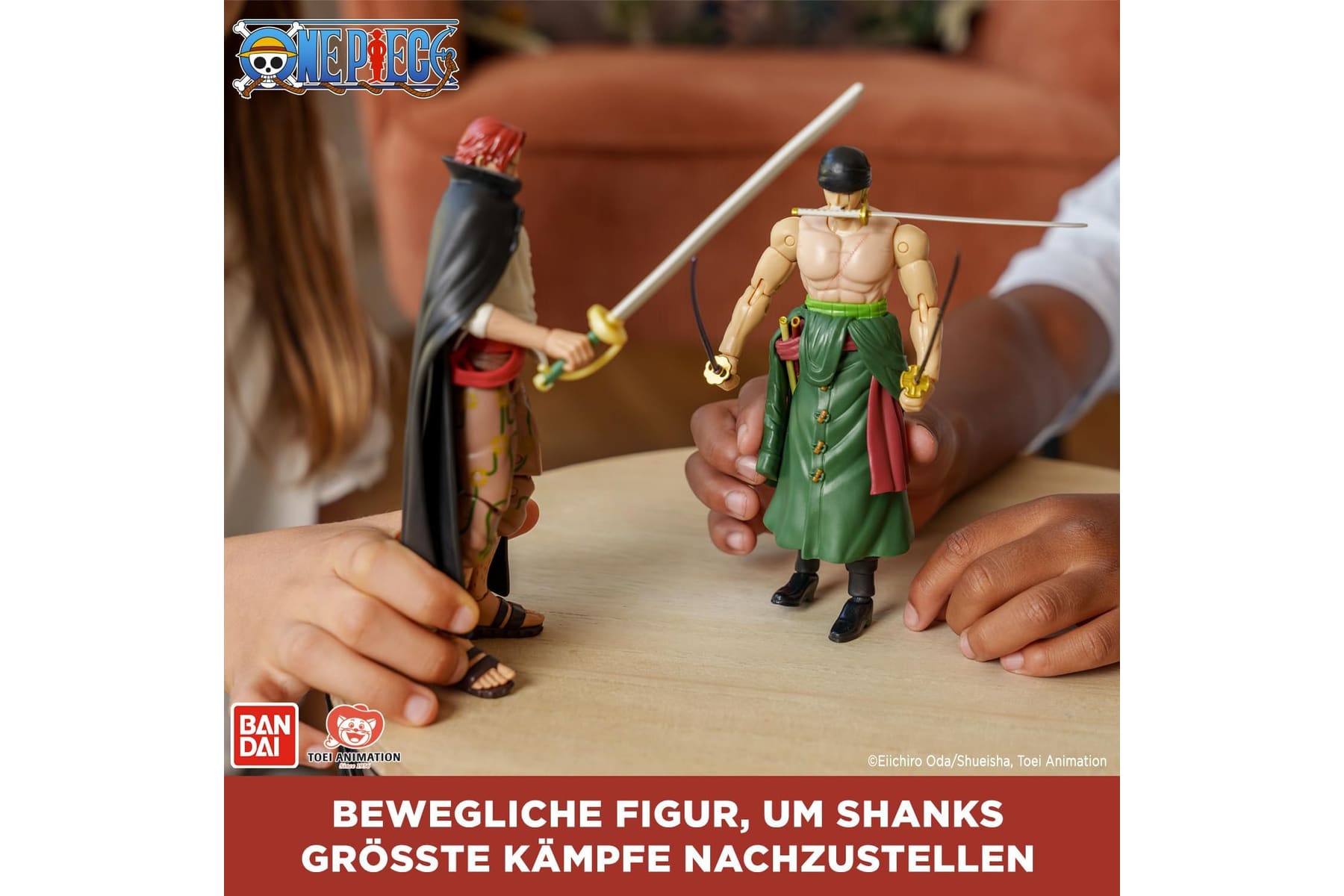 BANDAI – Anime Heroes – One Piece Figur – Lorenor Zorro 17 cm Three Sword Style – Offizielle Lizenz One Piece – Bewegliche Manga Figur Zorro 3 Schwerter – Spielzeug für Kinder ab 4 Jahren – 37052