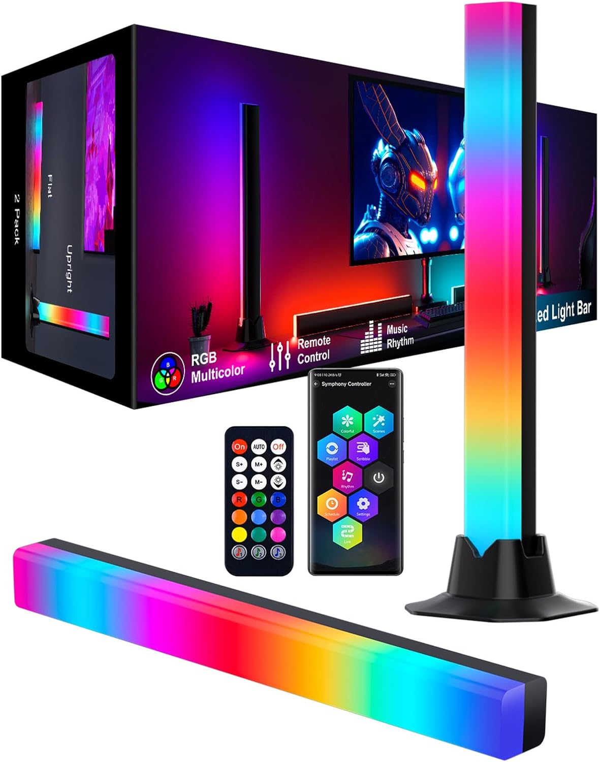 LED Lightbar, RGB IC Lampe 32 CM, Gaming Beleuchtung, Gaming Setup Deko, Musik Sync und Timing Funktion, APP und Fernbedienung, Ambient Lampe für Schreibtisch, TV, Monitor, Zimmer, Urlaub