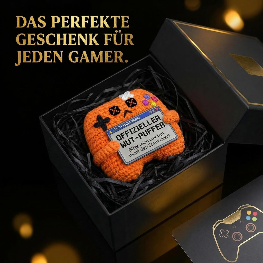 Lustige Geschenke für Männer & Teenager - Gehäkelter Gamecontroller als Gamer Geschenk, Anti Stress Kuscheltier, Zocker Geburtstagsgeschenk & Gaming Deko