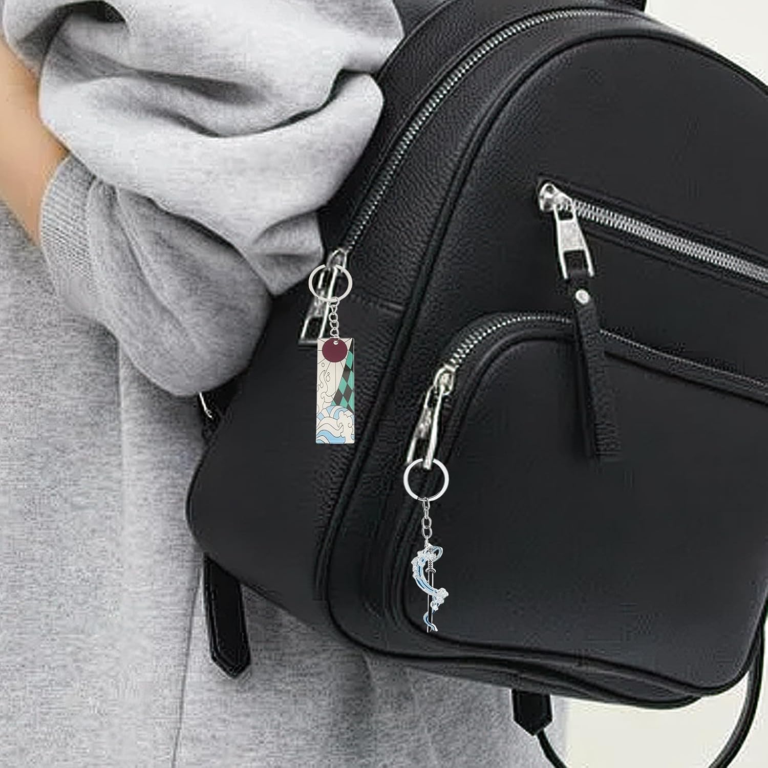 AHEJIOO 2 Stück Demon Slayer Schlüsselanhänger, Demon Hunter Katana, Anime Schlüsselanhänger Personalisiert Deamon Slayer, Geeignet Für Kleidung, Taschen, Key chain Als Dekoration Oder Als Geschenk