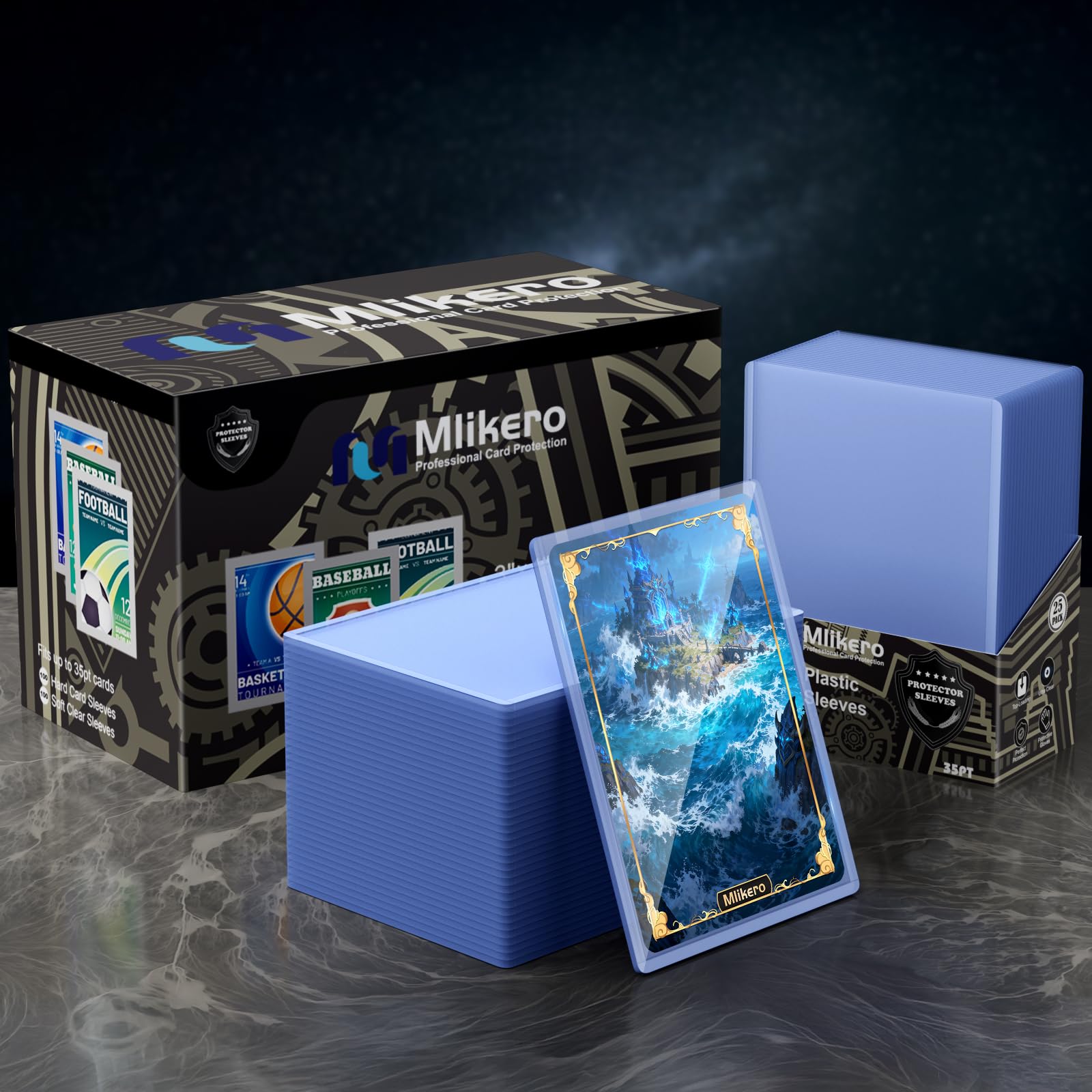 Mlikero 400 Card Sleeves, 3"x4" Toploaders, Card Protectors Compatible with MTG, Trading Cards, Sports Cards (200 Toploaders + 200 Soft Sleeves)