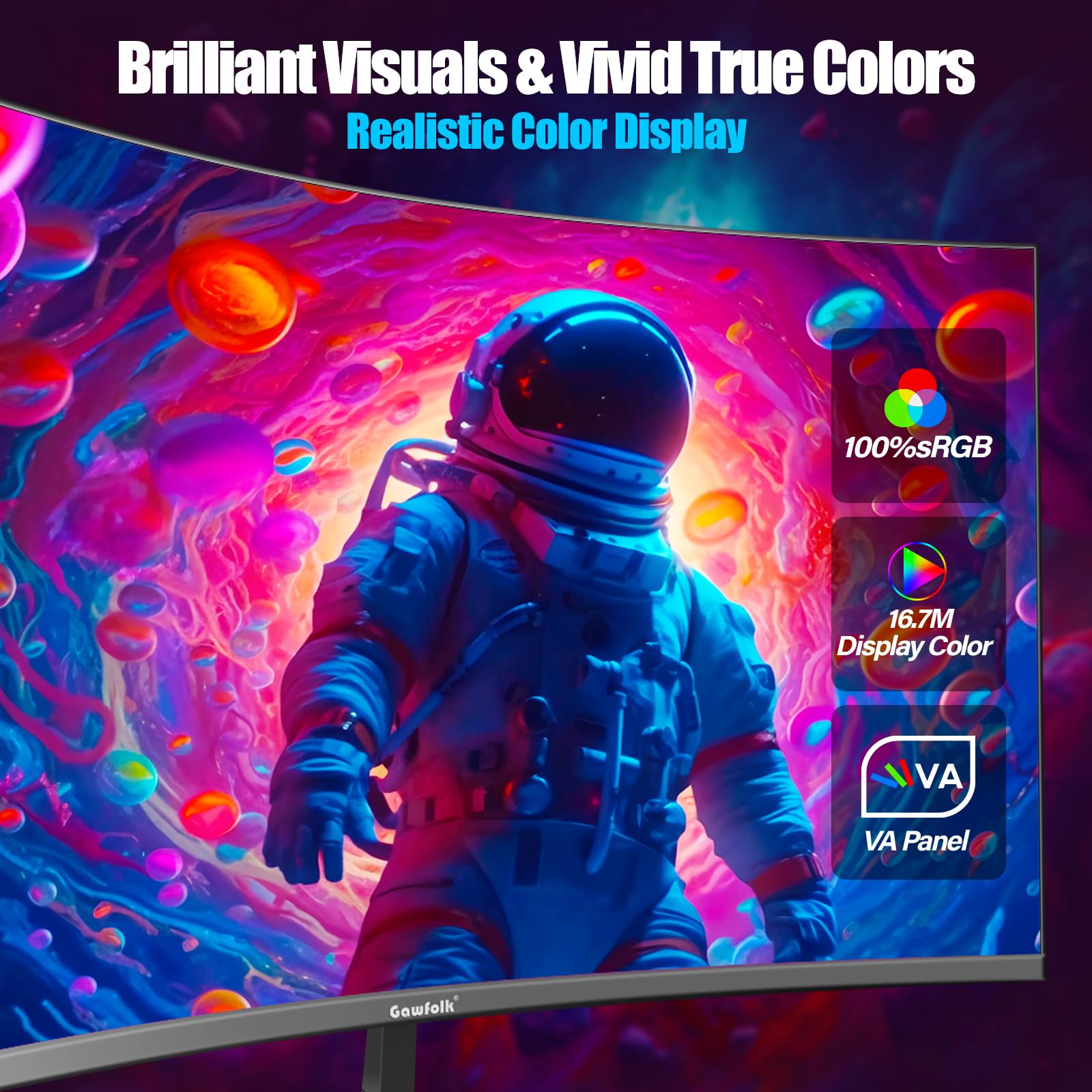 Gawfolk UltraWide Monitor 34 Zoll IPS, Gaming PC Bildschirm 120Hz DFHD(2560×1080P), 21:9 Rahmenloses Computerbildschirm mit FreeSync, HDMI, DisplayPort, VESA 75 * 75mm, Schwarz
