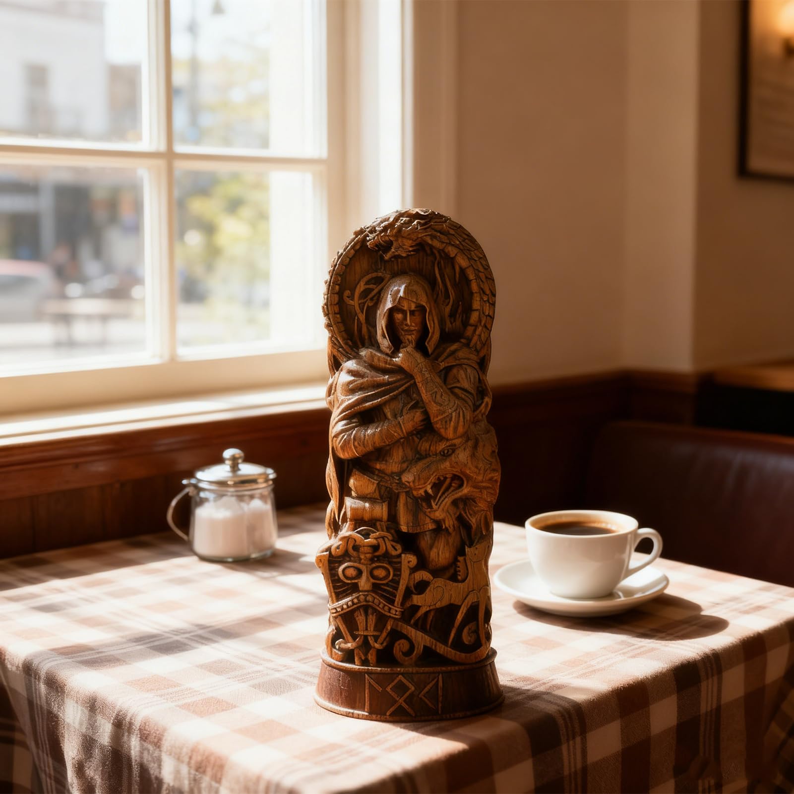 Nordischer Gott Harz Statue, Harz Griechischer Gott Skulptur,22 X 9 cm Nordische Götter Wikinger Deko Statue, für Zuhause Weinschrank Regal Bücherregal (Odin)