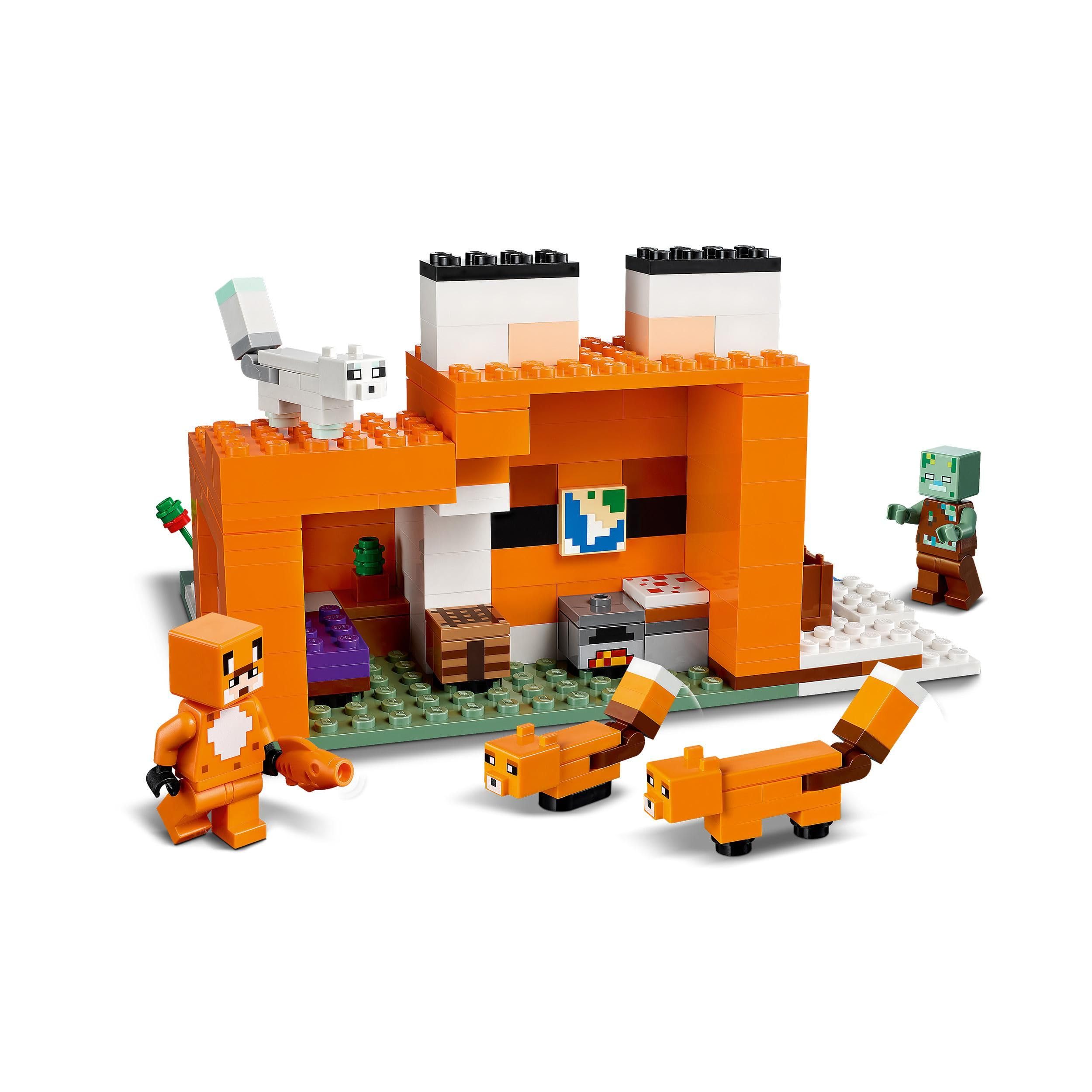 LEGO Minecraft Die Fuchs-Lodge - Spielset mit Spielzeughaus - Gamer Geschenk mit Ertrunkenem, Füchsen und einem Helden in einem Fuchs-Skin - Spielzeug für Kinder ab 8 Jahren - 21178