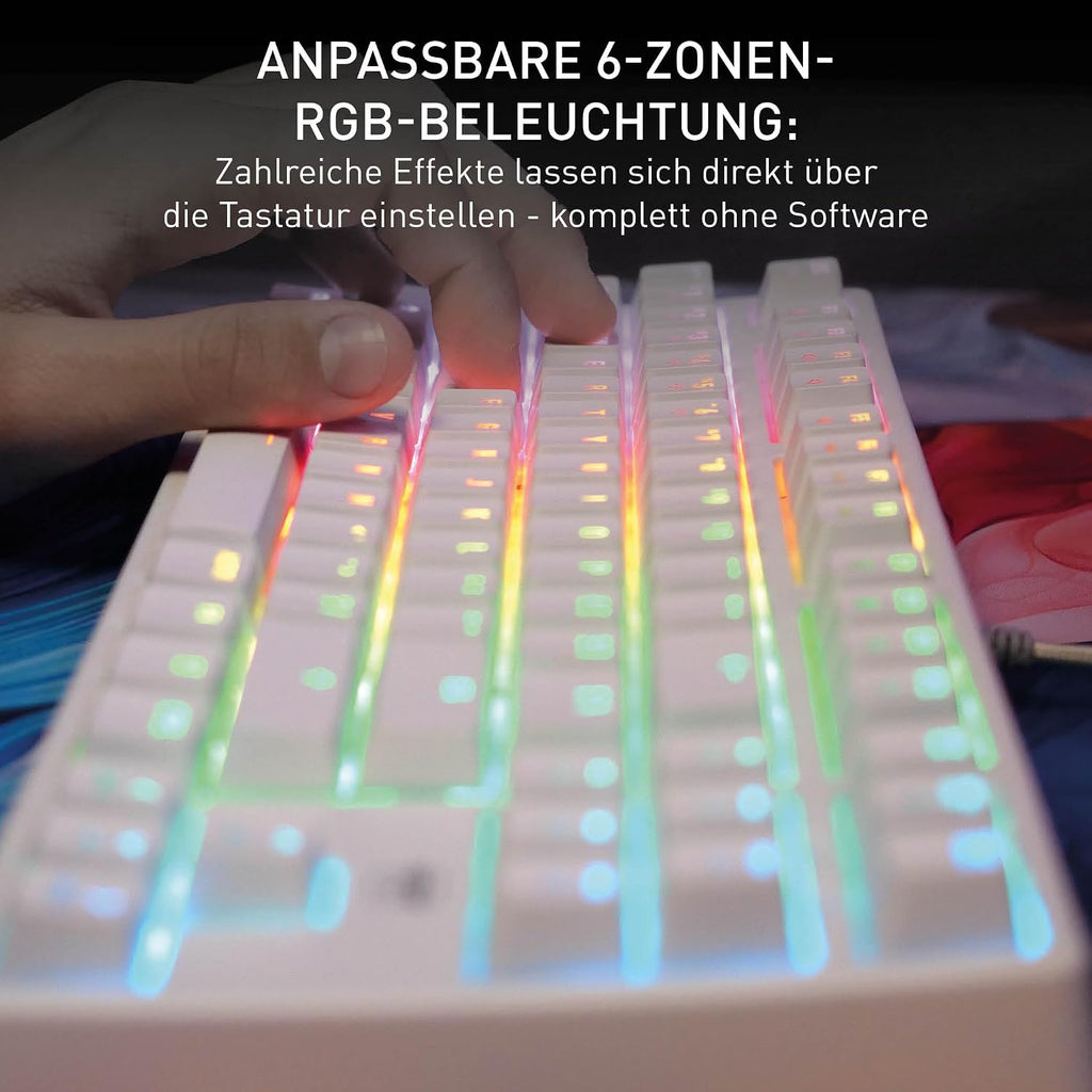 CHERRY XTRFY K4V2 TKL, Kabelgebundene Gaming-Tastatur ohne Nummernblock, Deutsches Layout (QWERTZ), RGB-Beleuchtung, Mechanische MX2A RED Switches, Weiß