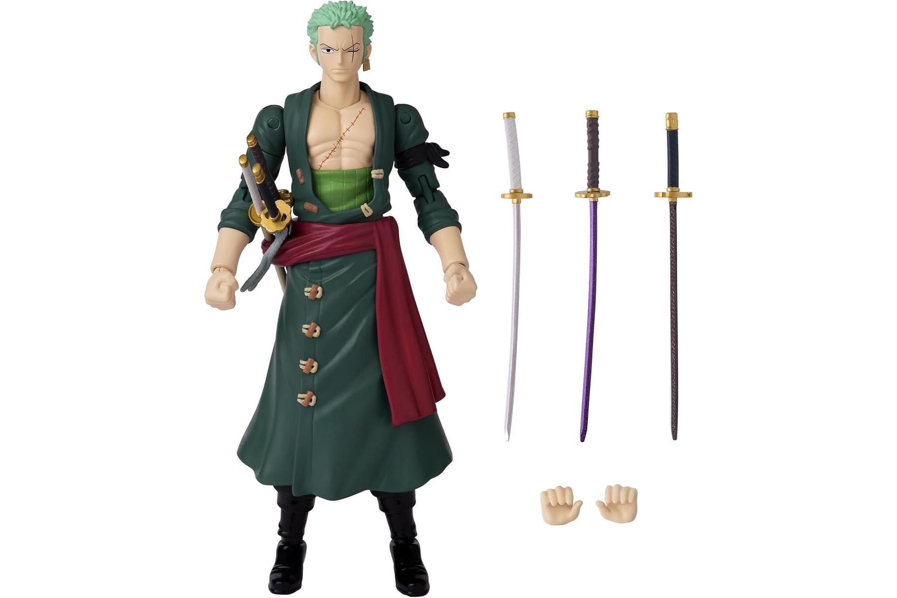 BANDAI – Anime Heroes – One Piece Figur – Lorenor Zorro 17 cm Three Sword Style – Offizielle Lizenz One Piece – Bewegliche Manga Figur Zorro 3 Schwerter – Spielzeug für Kinder ab 4 Jahren – 37052