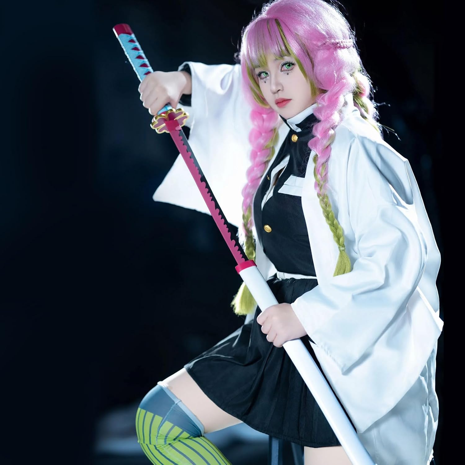 Bocguy Anime Cosplay, Giyuu/Shinobu/Mitsuri/Muichirou/Tanjiro/Nezuko/Zenitsu Anime Kostüm Erwachsene, Animecharakter Kimono Uniform für Karneval Halloween Cosplayparty AnimeConventions