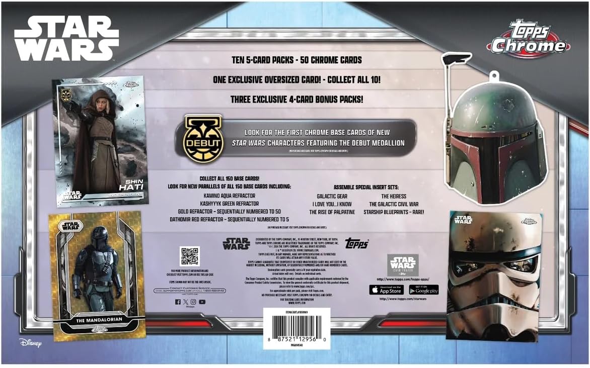 2024 Topps Chrome Star Wars Super Box - 10 Packungen + 3 Bonuspacks + exklusive übergroße Karte