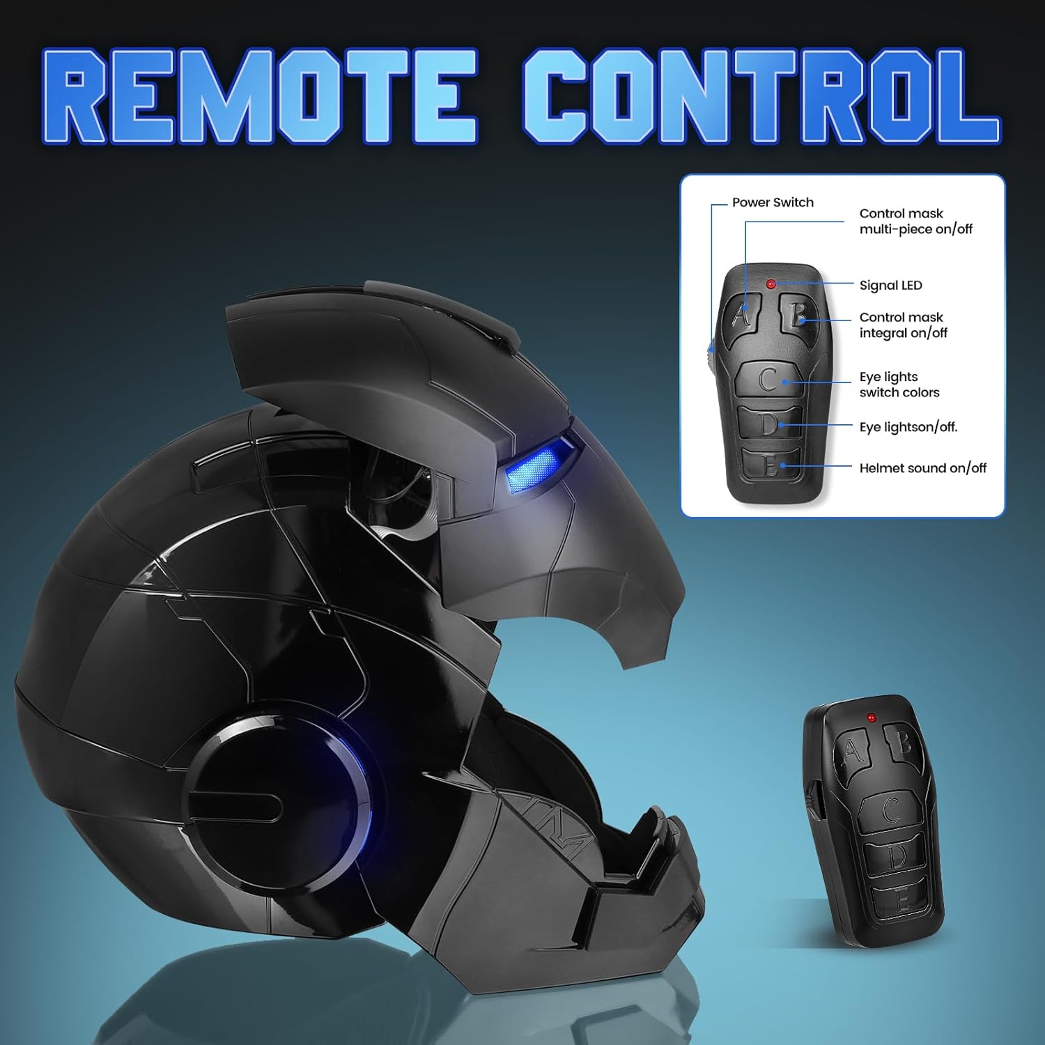 Iron Hero MK 5 Black Edition Sammlerhelm für Herren 1:1 mit Stimme, Touch und Fernbedienung, LED-Augen und realistischen Soundeffekten, Cosplay-Geschenk und Display für Erwachsene und Jugendliche