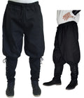 MAYLYNN Mittelalter Hose mit Taschen und Schnürung Wikinger Kelte, schwarz, Größe:L
