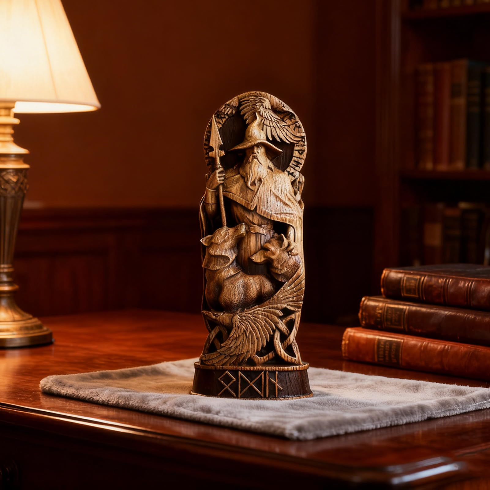 Nordischer Gott Harz Statue, Harz Griechischer Gott Skulptur,22 X 9 cm Nordische Götter Wikinger Deko Statue, für Zuhause Weinschrank Regal Bücherregal (Odin)