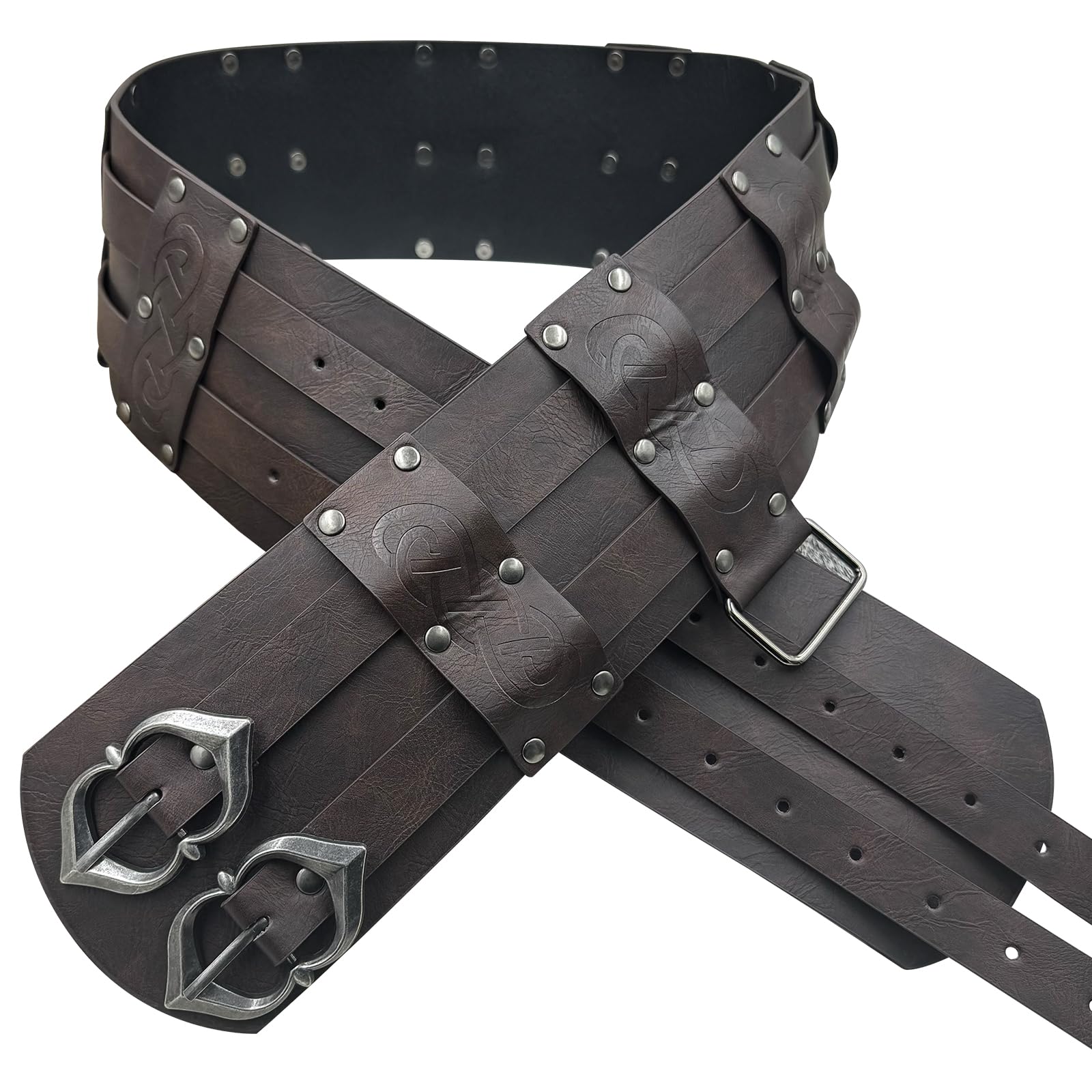 HiiFeuer Wikinger breiter Gürtel, mittelalterlicher Kunstleder Rüstungsgürtel Ritter Korsett Gürtel, LARP Halloween Kostüm
