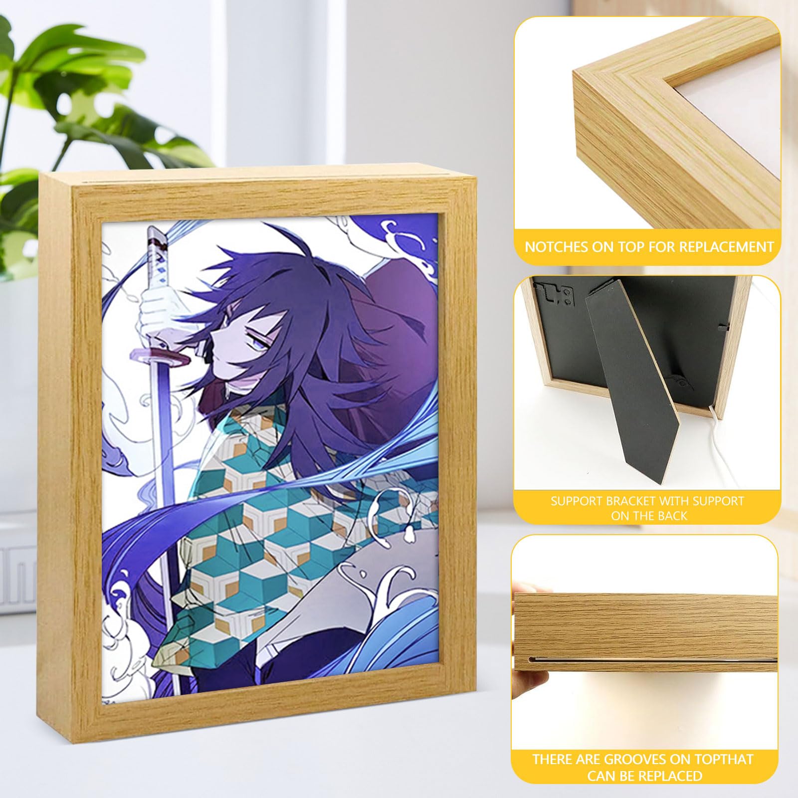 Bocguy Japanischer Anime Juju inspirierte beleuchtete Gemälde, LED Wandkunst Dekor,Jujutsu Kaisen Manga, LED Desktop-Rahmen für Heimdekoration,Kreatives Schlafzimmer und Geschenk