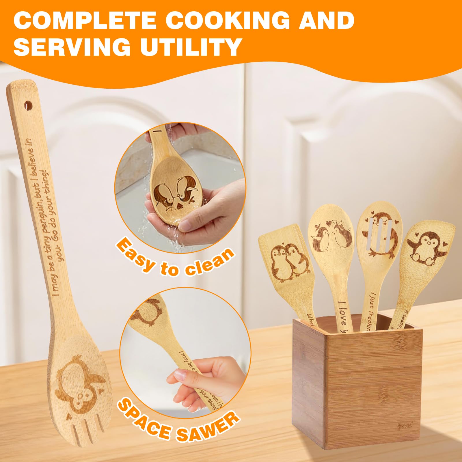 Engraved Wooden Spoon Set of 5 – Funny Harry Gifts Cooking Spoons, Kitchen Utensils for Cooking, Housewarming Gift, Harry Christmas Gifts for Women or Men (Kitchen/Decor)