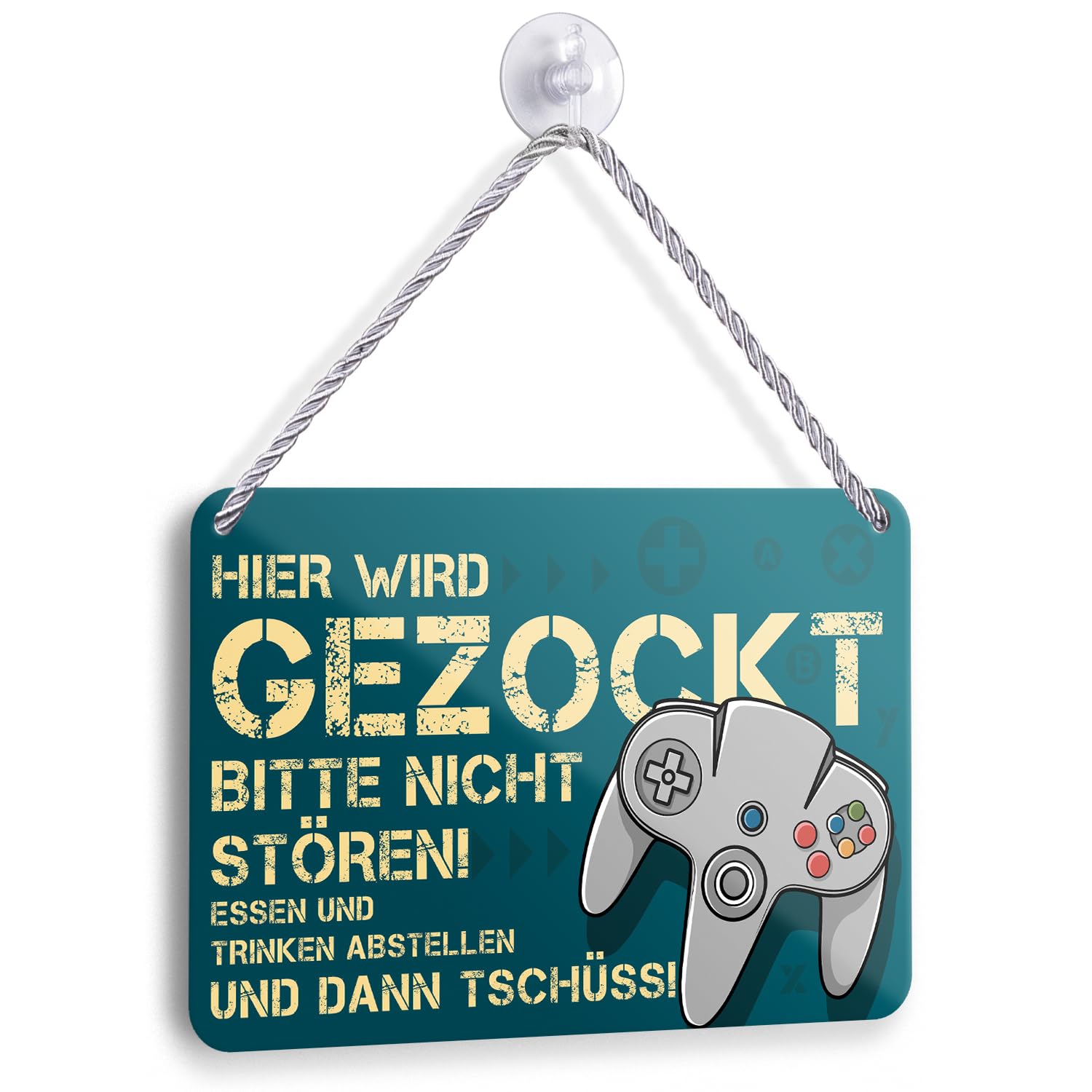 Blechschild Hier Wird Gezockt - Gaming Zimmer Deko - Zocker Zubehör - Coole Sachen für Teenager Jungs - Geschenk Geburtstagsgeschenk Weihnachtsgeschenke für Jugendliche Gamer - 18x12cm (zocken 1)