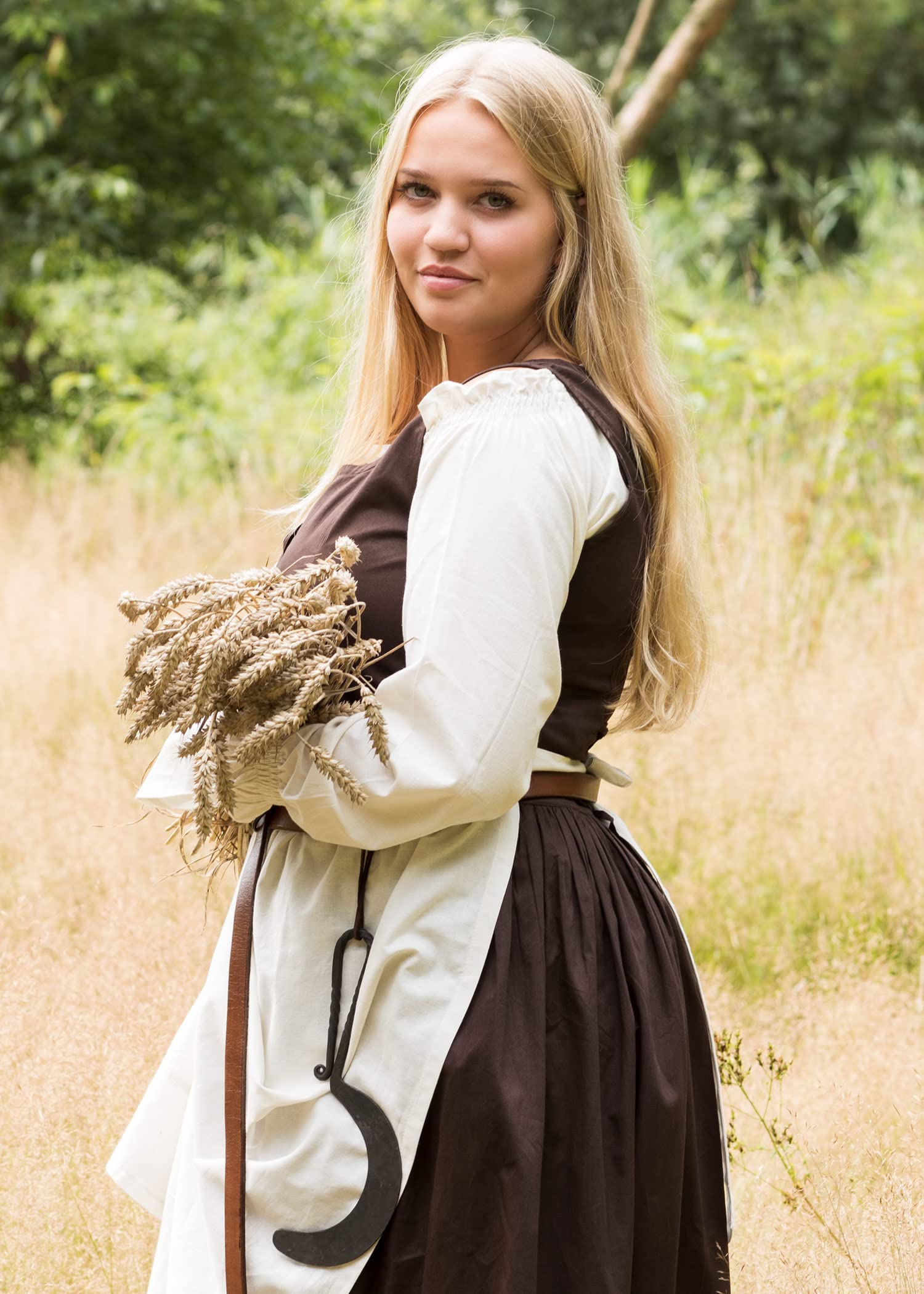 Battle-Merchant - Ärmelloses Mittelalter Kleid Lene für Damen - mit Taschen - Trägerkleid Bauernkleid Überkleid Mieder - Baumwolle