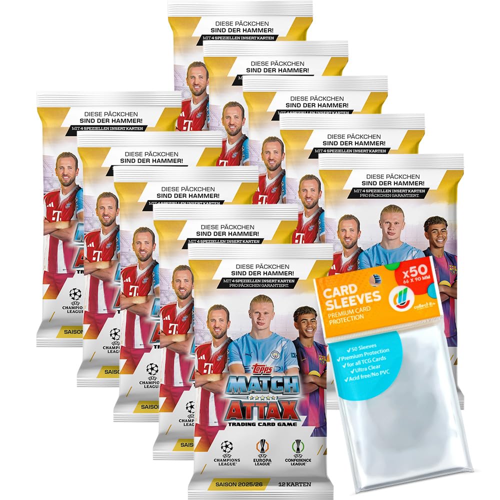 Topps Match Attax Trading Cards Bundle Champions League 25/26-10 Booster