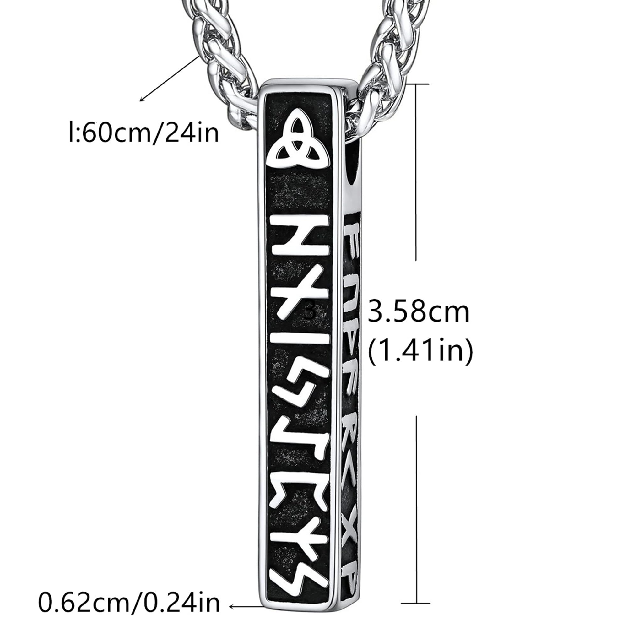Wikinger Runen Halskette Herren - 60CM Edelstahl Herren Kette, Viking Keltischer knoten Männer Halskette, Schmuck Geschenke für Ehemann Papa Sohn Bruder Freund Weihnachten Geburtstag