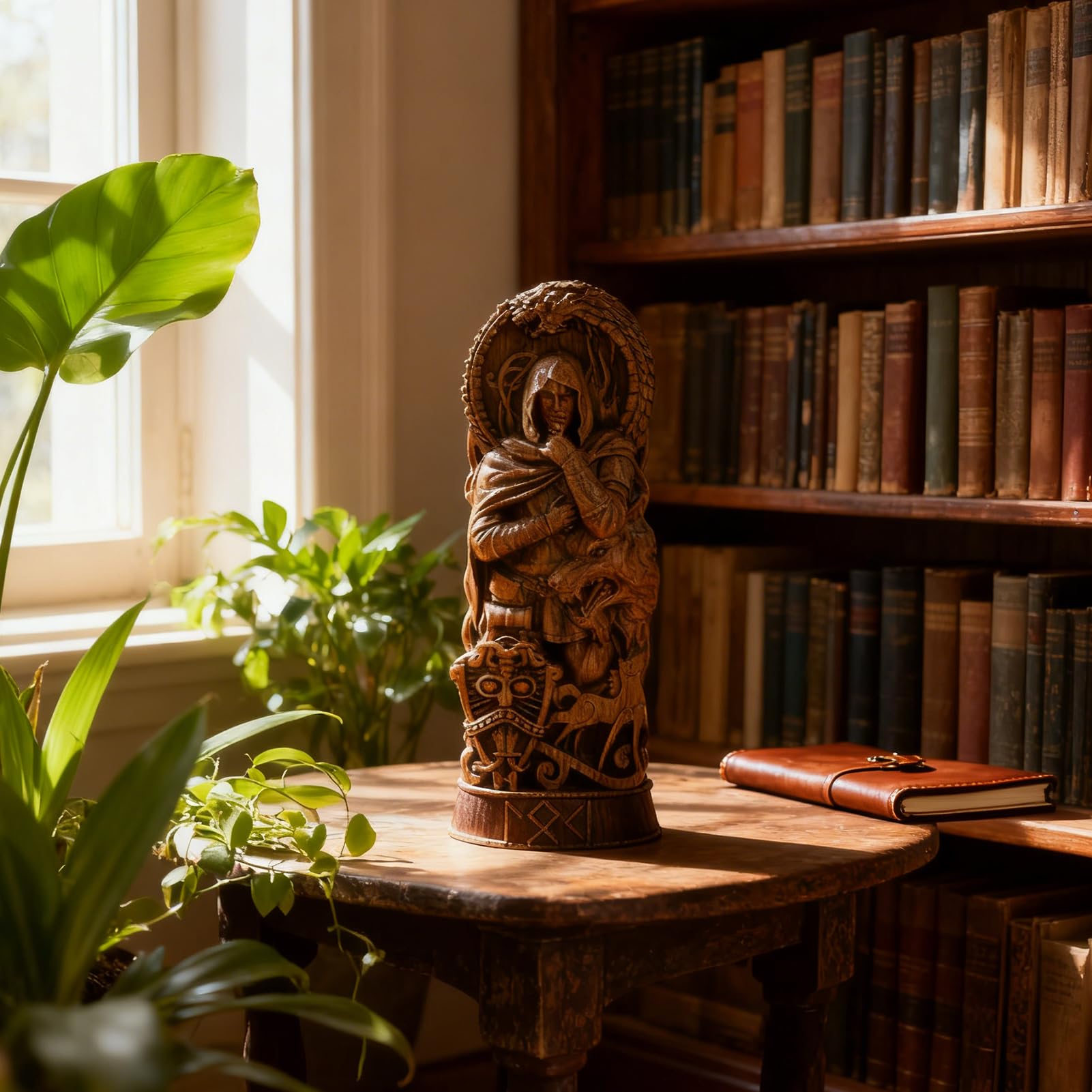 Nordischer Gott Harz Statue, Harz Griechischer Gott Skulptur,22 X 9 cm Nordische Götter Wikinger Deko Statue, für Zuhause Weinschrank Regal Bücherregal (Odin)