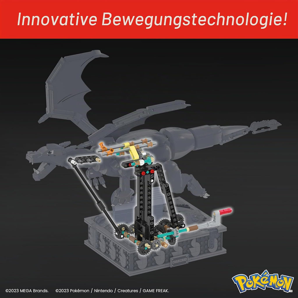 Mega Pokémon Glurak Actionfigur, 1664 Teile, zusammenbaubares, bewegliches Figur, Bauspielzeug, ca. 28 cm groß, ab 12 Jahre Sammelfigut, HMW05