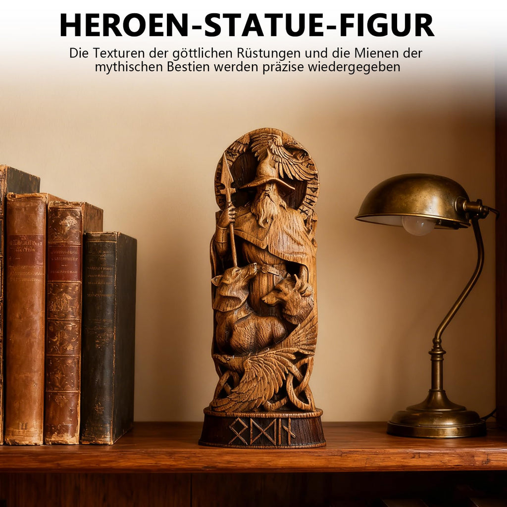Nordischer Gott Harz Statue, Harz Griechischer Gott Skulptur,22 X 9 cm Nordische Götter Wikinger Deko Statue, für Zuhause Weinschrank Regal Bücherregal (Odin)