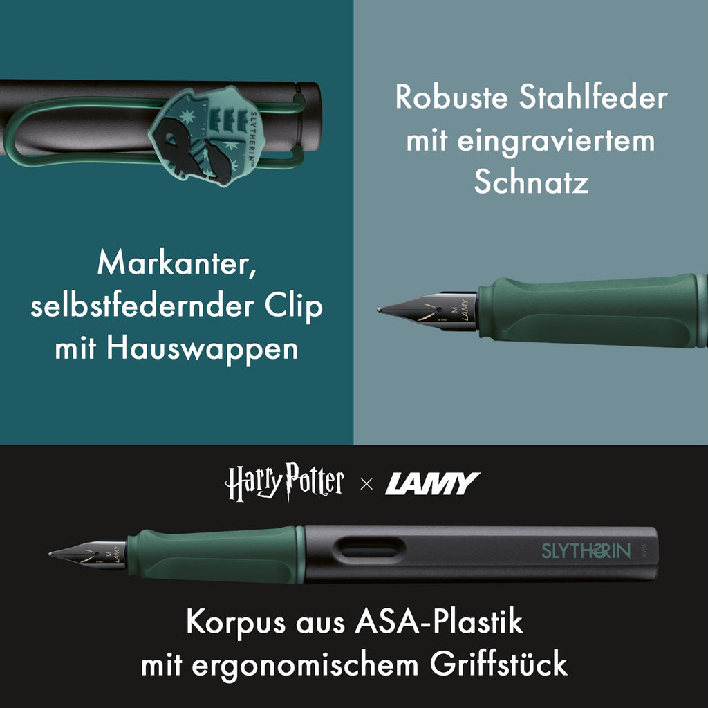 Lamy safari Harry Potter Gryffindor™ Füller – Special Edition Füllhalter mit Wappen des Hauses - Stahlfeder in Strichbreite M – mit ergonomischen Griff – inkl. Tintenpatrone T10 blau – Rechtshänder
