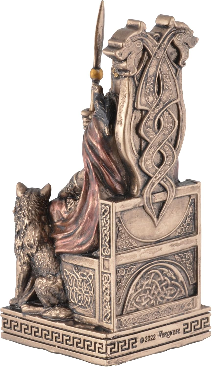 VOGLER Joh. Vogler GmbH Germanischer Gott Odin auf dem Thron, aus Kunststein, mit Bronzefarbe von Künstlerhand bemalt, by Veronese