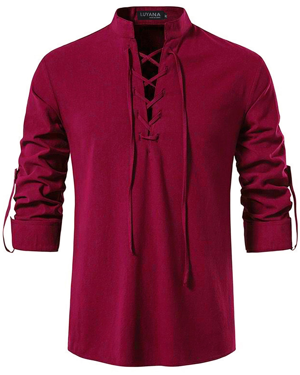 LUYANA Leinenhemd Herren Langarm Freizeithemd Ghillie Kilt Shirt