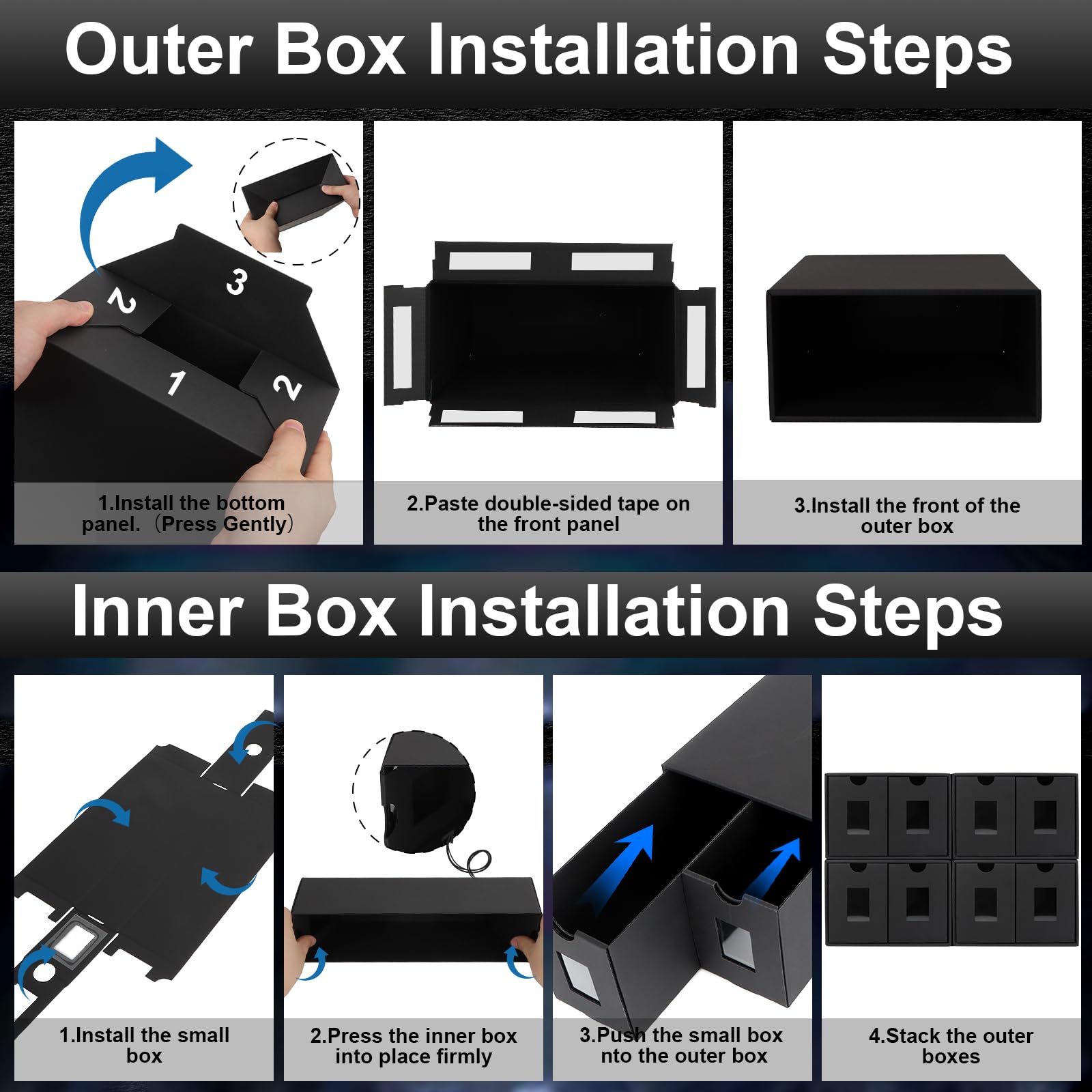 AOBOPLE Karten Box für 12000+ Trading Card,Sammelkarten-Aufbewahrungsbox mit 48 Kartenteiler,Etiketten Klebeband und Schubladen,Sammelkarten Box Trading Card Box für TCG,MTG,PTCG,Sports Karten