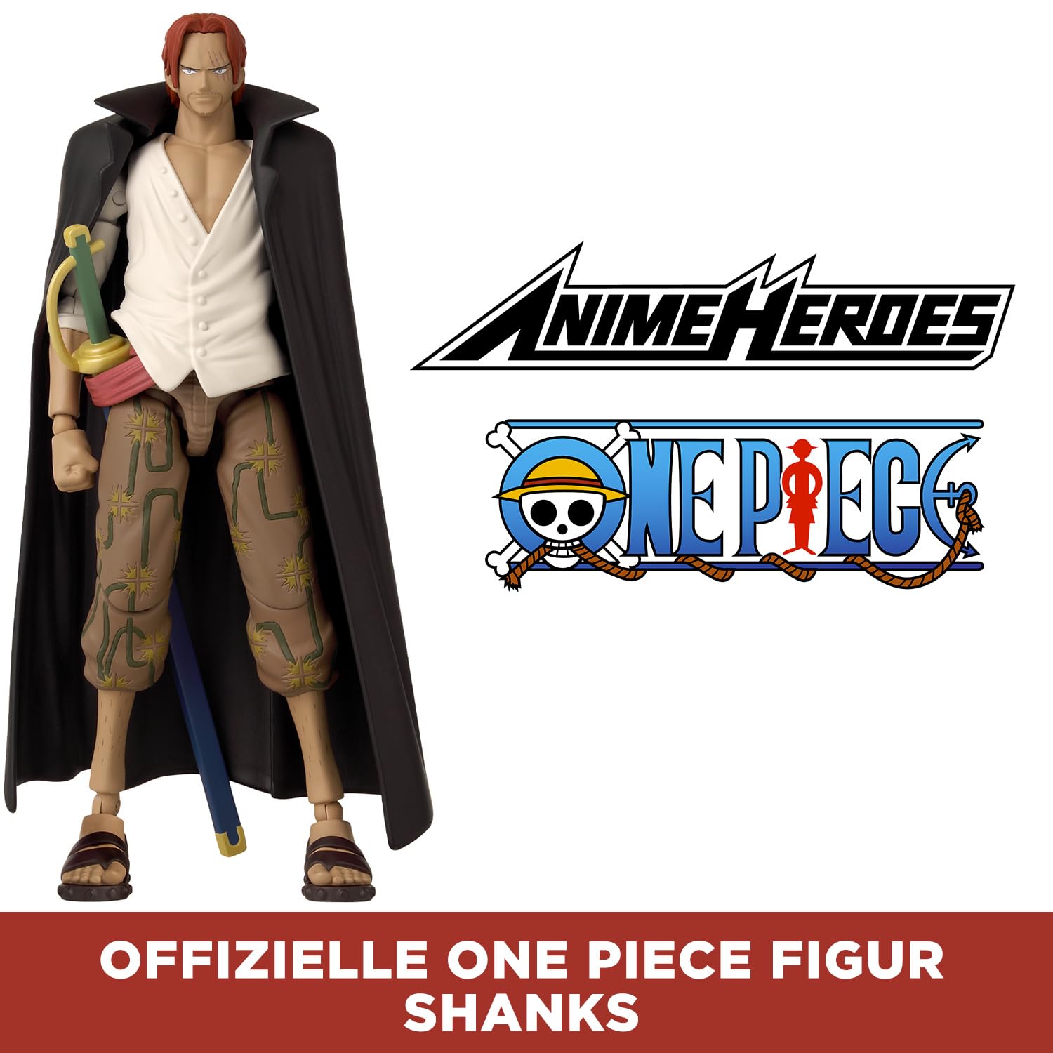 BANDAI – Anime Heroes – One Piece Figur – Lorenor Zorro 17 cm Three Sword Style – Offizielle Lizenz One Piece – Bewegliche Manga Figur Zorro 3 Schwerter – Spielzeug für Kinder ab 4 Jahren – 37052